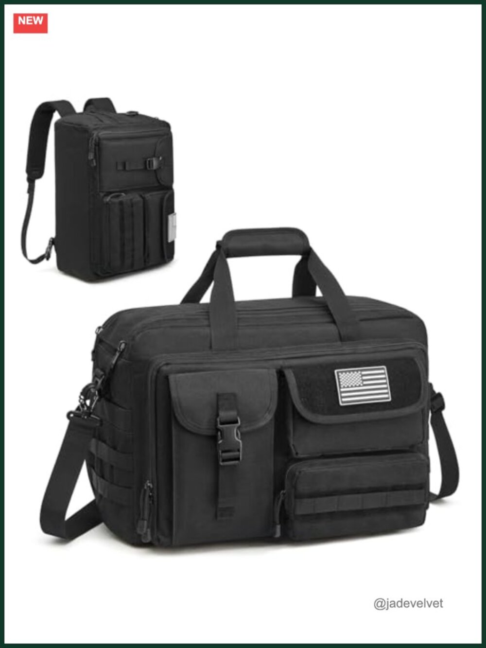 3-in-1 Tactical Laptop Messenger Bag Men 17.3" Travel Backpack